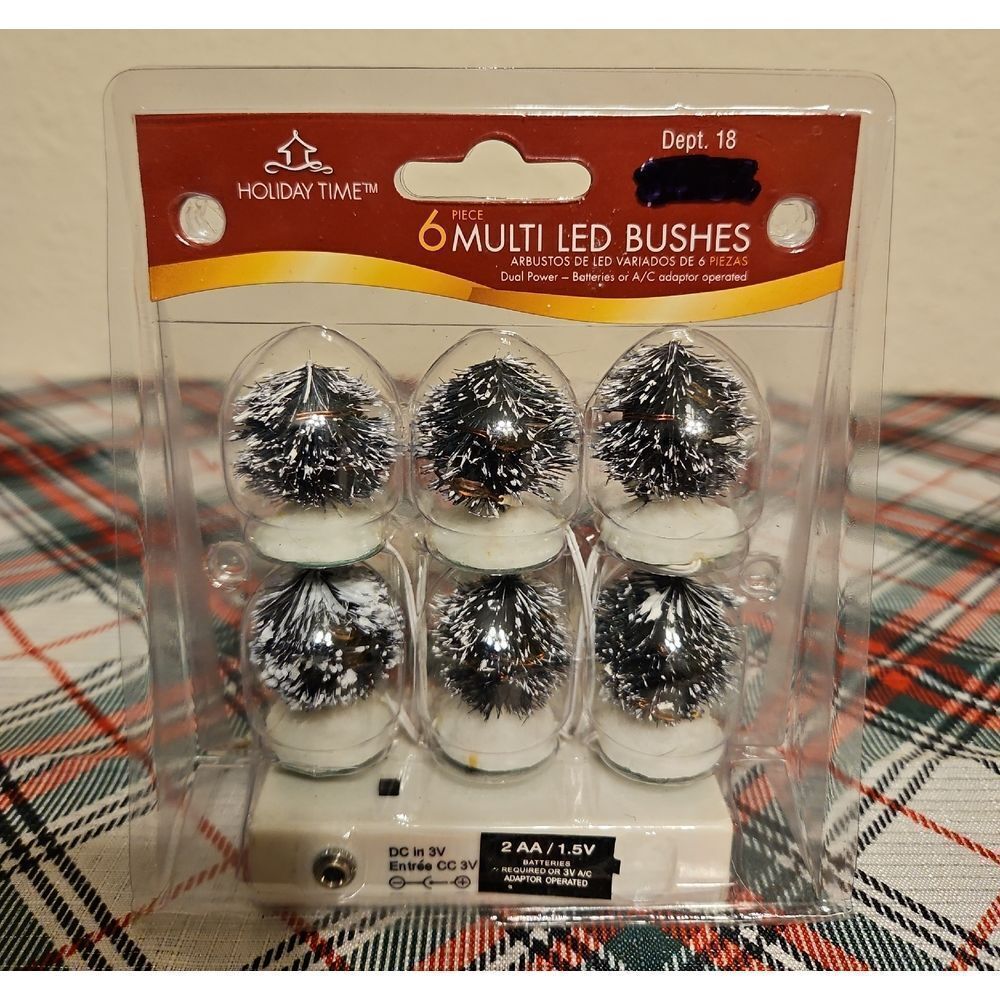 Holiday Time Festive Battery Operated LED Bushes Mini Village Accessory